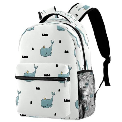 Sac à dos école baleine multicolore pour ados et enfants de 29x20x40cm
