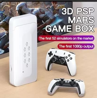 GET IN THE GAME Game Stick Retro Video Game Console with 2 Wireless Controllers, 64 GB, Includes Tekken 3, Cadillacs and Dinosaurs, Mario, Road Fighter 1