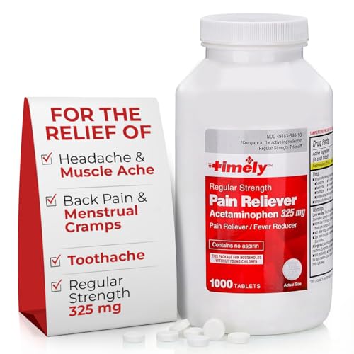 TIME-Cap Labs 1000 Tablets Regular Strength Acetaminophen 325mg - Pain Reliever & Fever Reducer for Adults Helps with Headaches Backaches Muscle Pain Toothaches Arthritis & Menstrual Cramps