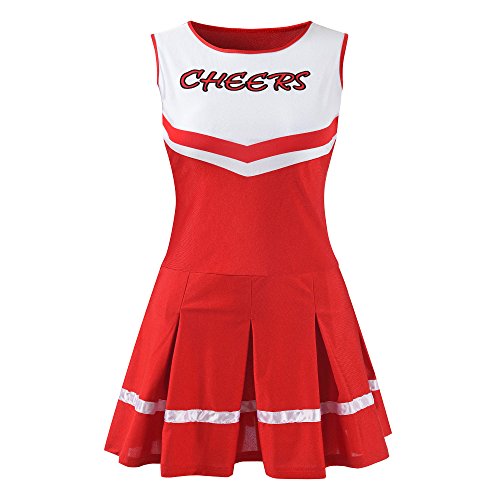 Makroyl Women's Musical Uniform Fancy Dress Complete Outfit High School Cheerleader Costume (Red, Medium)