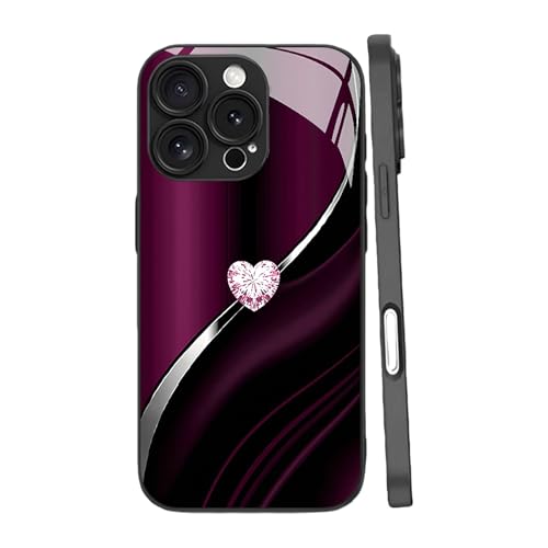 Sparkling Heart Hard Case for iPhone 17/16/15/14/13/12 Plus Pro Max, Curve Double Heart Hard Phone Case, Full-Coverage Protectio