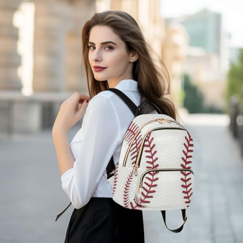 Image of ALAZA Baseball Red Lace Women Backpack Purse Ladies Fashion Shoulder Bag Daypack Travel Bag 10L