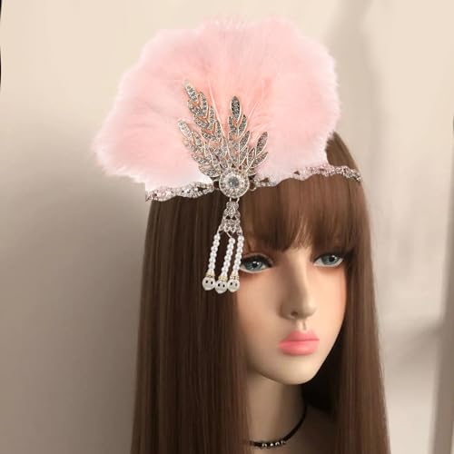Colaxi Flapper bandana de penas faixa de cabelo estilo vintage strass contas headwear flapper para c
