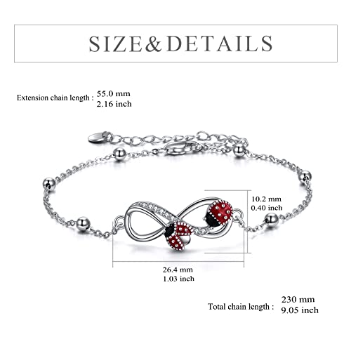 Image of POPLYKE Ladybug /Dragonfly /Bee /Paw Bracelet for Women Sterling SIlver Bracelet /Anklet Jewelry Gift for Women