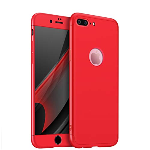 iPhone 7 Plus Case, Heyqie 360 Degree Full Protection 3 in 1 Ultra Slim Anti-Scratch Shockproof Smoothly Protective Hard PC Cover Case for Apple iPhone 7 Plus 5.5", Red Cover
