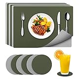 platzdeckchen grün [Leicht zu reinigen] Tischset Leder muss nur abgewischt oder gespült und trocken gewischt werden. Wasserdicht und öldicht, undurchlässig. Flüssigkeit und Semmelbrösel können nicht eindringen. Nicht verblassend, nicht fleckig, nicht schimmelig und Trocken sehr schnell.