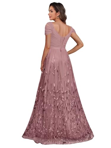 Short Sleeve Mother of The Bride Dresses for Wedding 2025 Women Sequin Sparkly Long Evening Dresses PU1882