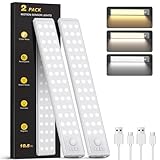10.5" Under Cabinet Lighting, Wireless Motion Sensor Light Indoor with 3 Color Temps, Magnetic Closet Light, Dimmable Led Light, Rechargeable Under Counter Lights for Kitchen, Bedroom, Stair, 2 Pack