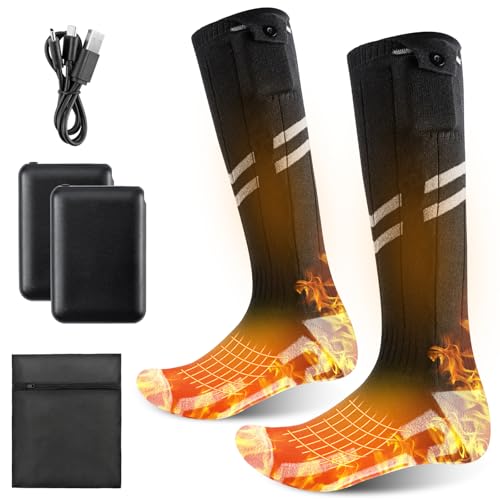 Olycism Calcetines Electricos Calefactables Hombre y Mujer con Batería De 5000 mAh, Calcetines Termicos Frio Extremo de Suela Completa, Calcetines Calefactables Recargables Y Lavables (Talla S)