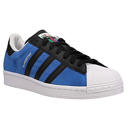 adidas Mens Superstar Lace Up Sneakers Shoes Casual - Black,Blue - Size 8 D2