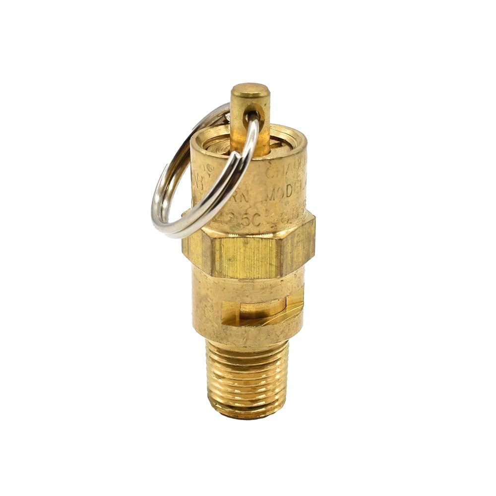 Interstate Pneumatics V165-8 1/8 Inch MPT Brass Safety Valve w/pull Ring - 165 PSI