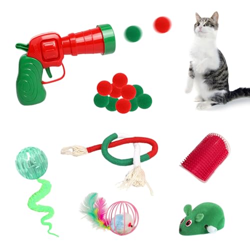 TZQFROCE Katzenspielzeug Interaktives Katzenspielzeug Launcher-Set mit Mehrere Zubehörteile Katzenspielzeug Bälle interaktives Spielzeug für Katzen und Hunde