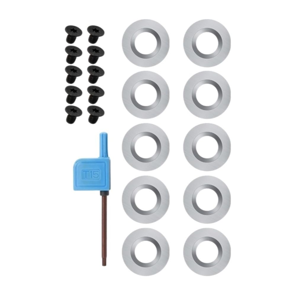21pcs/Set Carbide Insert Round 30 Degrees, Sharpened Blade Replacement Cutters for Woodturning Lathe Tools(16 * 3mm)