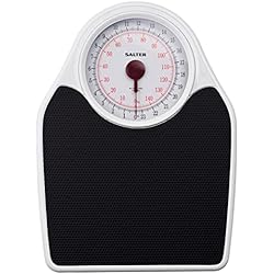 Bascula Baño Precisa Salter Báscula de baño mecánica 145 BKDR Doctor Style, báscula de fitness, capacidad máxima de 150 kg, dial con visualización completa, pesaje preciso en kg, pies y libras, plateada, negra