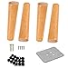 Produktbild MWPO Tischbeine, Holzmöbelbeine, Sofabeine, klar beschichtetes Gummiholz, konischer Holzfuß, Schlafsofa-Schranktisch, inklusive Schrauben (4er-Pack) (60 cm)