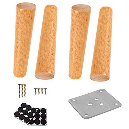 Preisvergleich Produktbild MWPO Tischbeine, Holzmöbelbeine, Sofabeine, klar beschichtetes Gummiholz, konischer Holzfuß, Schlafsofa-Schranktisch, inklusive Schrauben (4er-Pack) (60 cm)