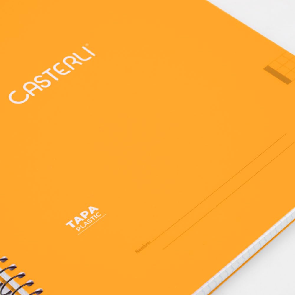 Casterli Cuaderno A4 con Espiral, Tapa Plástica Translúcido, Papel 90g Cuadriculado – Resistente y Profesional (8, Surt-2)