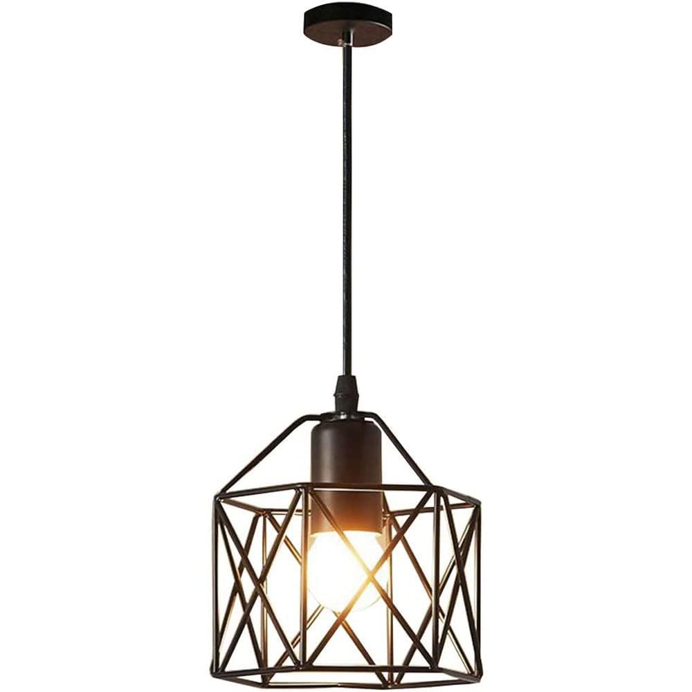 LANTANB Industrial Pendant Lamp,Black Vintage Hanging Chandelier,E26/E27 Light Source Single Head Hanging Light,Kitchen Home Decoration Lighting Fixtures,Height Adjustable