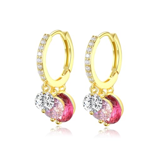 14K Gold Hoop and Drop Earrings with VVS1 Round/Square Cut Moissanite for Women, Ideal for Everyday Elegance or Special Events - Main Image