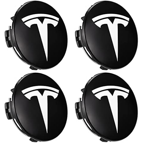 ARKOSKNIGHT 4pacs Car Wheel Hub Center Cap,Center Logo Emblem Hub Cover 56mm ABS Material Compatible with Tesia ModeI 3 S X Y Accessories(Black White) Cover