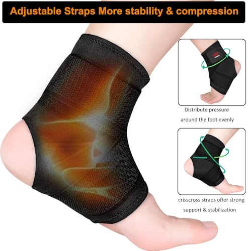 Image of Vinaco Ankle Brace, 2 Pack Ankle Support for Sprained Ankle, Men & Women | Breathable Neoprene, 360 Compression Ankle Support with Adjustable Wrap, Strong Stabilize Ligaments For Sports & Recovery