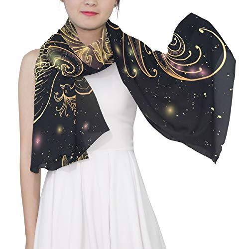 Ahomy Fashion Scarf For Women Phoenix Bird Star Sky Evening Shawl Wrap Scarf For Wedding Party Dress #TOP2