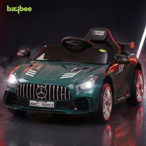 Image of Baybee Spyder Battery Operated Car for Kids | Electric Ride On with Parental Control, LED Lights & Music | Rechargeable Kids Car with Bluetooth & USB | RideOn for Kid 1-5 Years (Green)