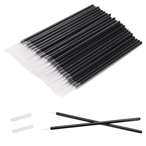 G2PLUS 100pcs Eyeliner Brush Disposable Pointed Makeup Applicators Black Eyelash Serum Brushes & Eyeshadow Applicators for Professional Makeup Precise Eye Makeup Beauty Salon Tools