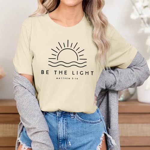 Christian Be The Light Shirts for Women Bible Verse Shirts Jesus Religious Faith Tshirts Inspirational Tees Tops4