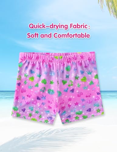 Image of Girls Swimsuit Colorful Short Sleeve Bathing Suits UPF 50+ Rash Guard Set Two Piece Summer Swimwear