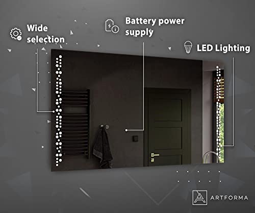 Miroir LED salle de bain à piles grand format rétroéclairé mural - 5