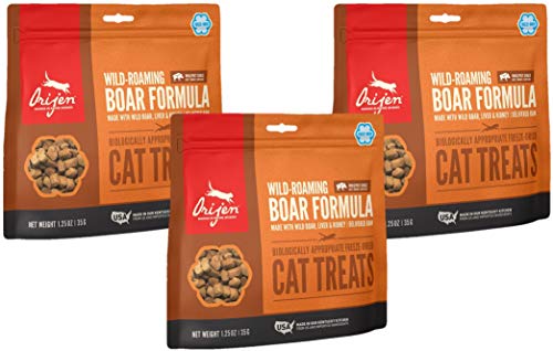 Orijen 3 Pack of Wild-Roaming Boar Cat Treats, 1.25 Ounces Each, Freeze-Dried Raw Meat, Made in The USA