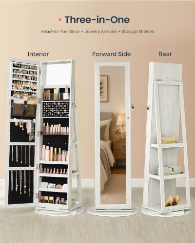 Image of SONGMICS HOME Standing Jewelry Cabinet, Full Length Mirror with Storage