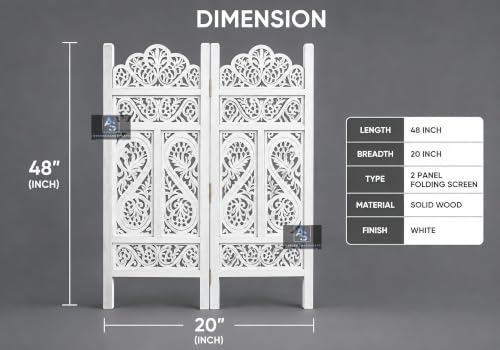 Image of Partition for Living Room,Divider,Partition Wall Room Divider Screen Separator, Wall Panel Divider for Hall | Bedroom |Office | Puja Room | Restaurant S Design (4ft 2 Panel White)