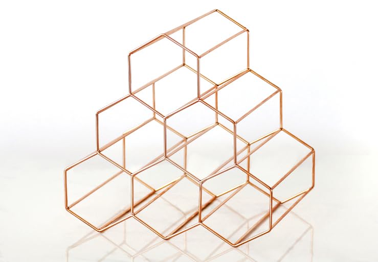 Scott & Rye - Hexagon/Honeycomb Wine Rack Holder - 6 Bottle - Copper Colour