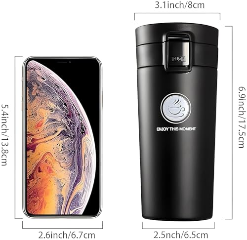 Image of Insulated Stainless Steel Travel Coffee Mug � 12 oz Leakproof Thermal Cup with Lid � Vacuum-Sealed Tumbler for Hot & Cold Drinks � Reusable to-Go Mug for Office