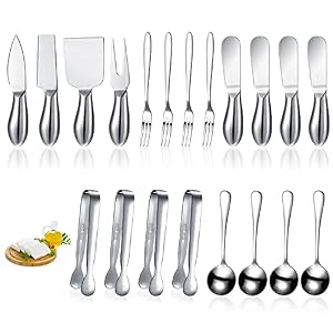 Charcuterie Board Accessories Cheese Spreader Knife Set Cheese Butter Knife Stainless Steel Mini Serving Tongs Spoons…