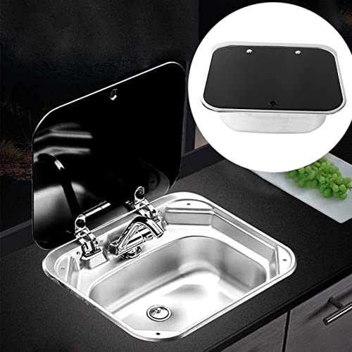 Image of 14.5x16.5in 304 Stainless Steel RV Motor Home Sink - Flush Mounted Hand Wash Basin With 40mm /1.57in Drain for RVs, Yachts, Boats, Kitchen