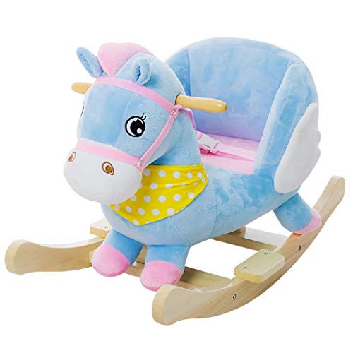 Schaukelpferd QIQIDEDIAN Trojan Pferd Baby Spielzeug Dual-Use-Massivholz mit Musik Baby Schaukelstuhl 1-3 Jahre altes…
