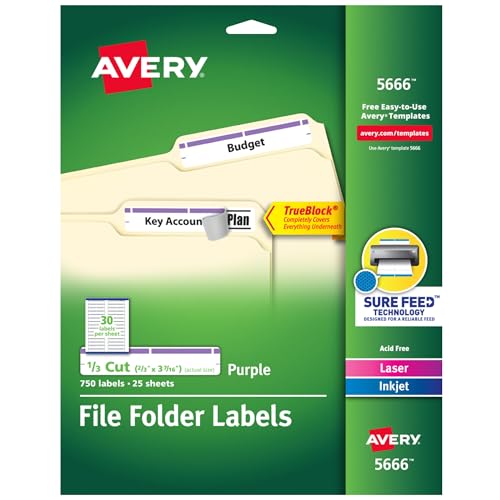 Avery TrueBlock File Folder Labels, 2/3
