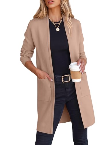 ANRABESS Cardigan Sweater for Women Casual 2025 Fall Fashion Coat Long Sleeve Open Front Knit Coatigan Outwear