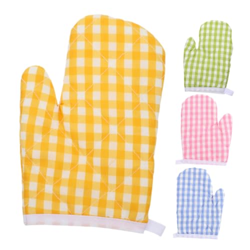 EXHUMKY 4piezas Guantes De Horno Resistentes Al Calor para Niño Niña Manoplas De Cocina para Hornear y Cocinar Protección para Manos Microondas y Parrillas Otoño