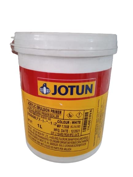 MR Paints 1 LTR Jotun Acrylic Emulsion Primer (1 Liter Jotun Acrylic Emulsion Primer, White)