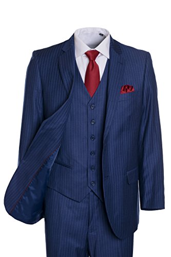 Men's Premium Modern Fit Pinstripe Suit - Many Colors (Blue Pinstripe, 42 Long)…3