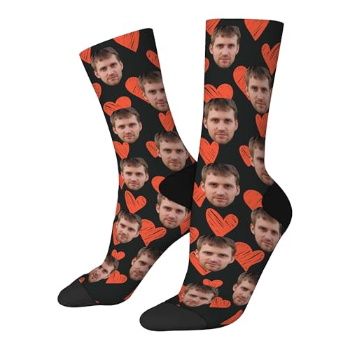 Product Image of the D-Story Custom your face on Soft Love Heart Socks for Women and Men 15.35 inch,Dad sock,Best Gift for Valentine's Day,father's day mothers day