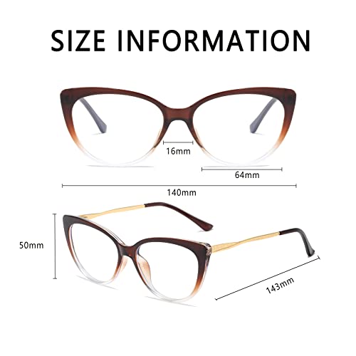 Image of LJCZKA Cat Eye Blue Light Blocking Glasses Anti Eye Strain Computer Glasses Women Fashion Clear Frame Eyeglasses