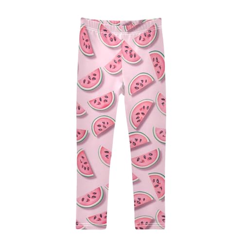 Pink Watermelon Slices Girls Leggings Soft Stretch Workout Yoga Dance Pants for Kids Casual Tights