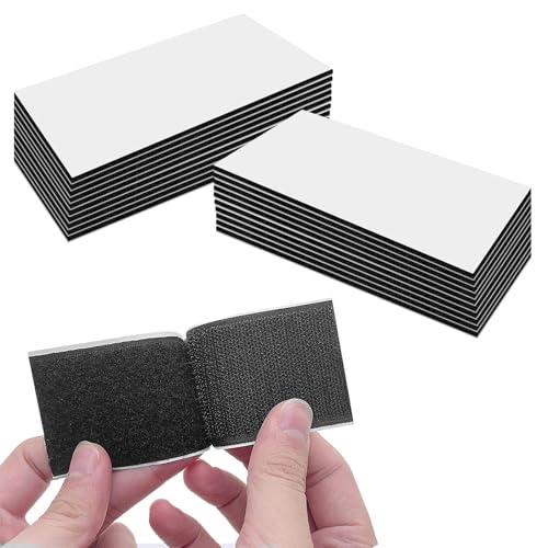 Skythrive 20 Piezas de Cinta de Cierre Mágico Autoadhesiva Extra Fuerte, 50 x 100 mm, Cierre de Gancho y Bucle Autoadhesivo, Cinta Ancha de Cierre Mágico para Costura, Proyectos de Bricolaje, Negro