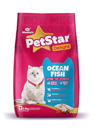 Mankind PetStar Kitten Cat Food – Ocean Fish Flavour (2.8 Kg) | Complete & Balanced Nutrition for Healthy Growth, Hairball & Digestive Care