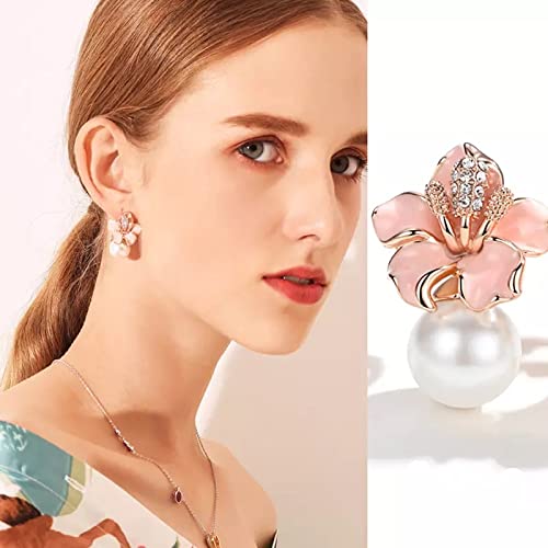 Crystal Pearl Plated Stud Earrings